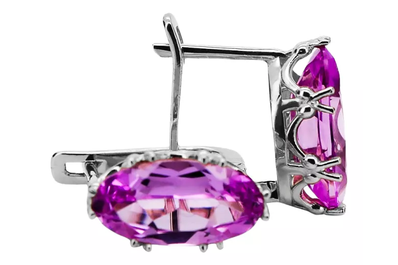 925 Silver Amethyst klasické náušnice vinobraní VEC021S